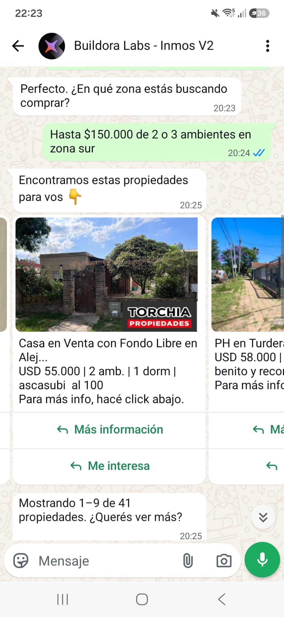 Propiedades en WhatsApp
